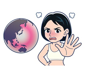 Young woman in green work clothes