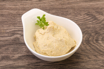 Vegan food - hummus with olive oil