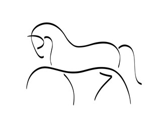 Abstract horse logo line vector icon illustration