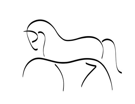 Abstract horse logo line vector icon illustration