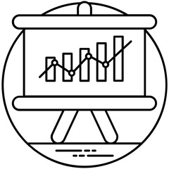 
Presentation board with chart of bars showing increasing trend, graphics for business graph icon 
