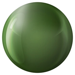 Glass green ball or precious pearl. Glossy realistic ball, 3D abstract vector illustration highlighted on a white background. Big metal bubble with shadow.