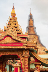 Fototapeta na wymiar The Global Vipassana Pagoda is a Meditation Dome Hall with a capacity to seat around 8,000 Vipassana meditators near Gorai, North-west of Mumbai, Maharashtra, India.