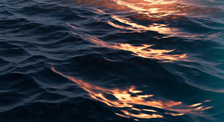 Sun Glare on the Dark Water Surface. Abstract Background. 3D illustration