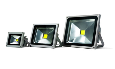 silver spotlights with yellow LEDs