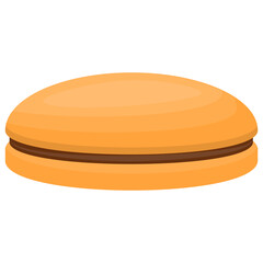 
Circular bread with hole in the middle and chocolate spread, an icon for chocolate donut 

