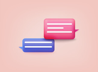 3d Chat bubble. Talk, dialogue, messenger or online support concept.