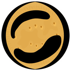 
A cookie icon in chocolate and vanilla flavor cream topping 
