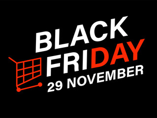 Fototapeta na wymiar Black friday sale 29 november, banner with cart