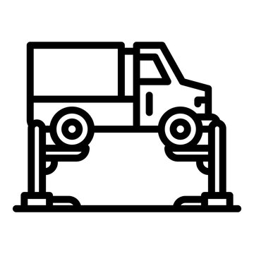 Big car lift icon. Outline big car lift vector icon for web design isolated on white background
