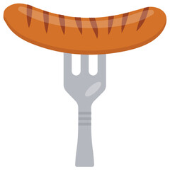 
 A sausage piece stuck on a fork making icon for sausage
