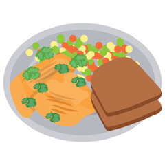 
A healthy weight watcher diet is depicted here by showing brown bread along with some veggies and butter
