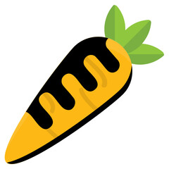 
Conical shape with leafs on edge, icon for carrot 
