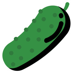 
A long shaped vegetable with dotted pattern making cartoon icon for bitter gourd 
