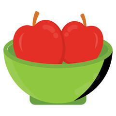 
A bowl containing two apples icon for fruits 
