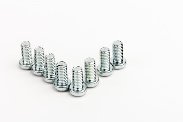 metal steel bolts isolated on white background