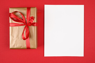 Place for an inscription on a red New Year's background