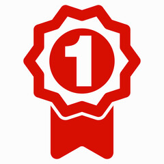 Medal and number one icon. Guarantee illustration. Winner icon. Approval label. Reward. Vector icon.