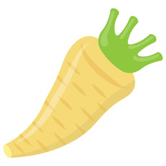 
A root long vegetable with small leaf, radish 
