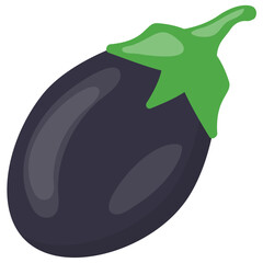 
A purple colored egg plant with small green leaves, bringle 
