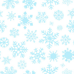 Fototapeta na wymiar Seamless vector snowflakes pattern. Winter snowflake elements background. For design, fabric, textile, web, wrapping, cover etc. 10 eps design.