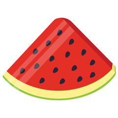 
A slice of  juicy red summer fruit with small seeds inside characterizing watermelon 
