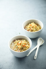 Healthy homemade lentil soup with vegetables