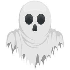 
Haunted icon of white ghost flying scaringly 
