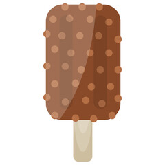 
Deep chocolate dipped ice cream stick with toppings of nuts, chocolate fudge ice cream 
