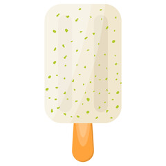 
Freshly white ice cream mixed with pistachio on a stick to make a healthy dessert
