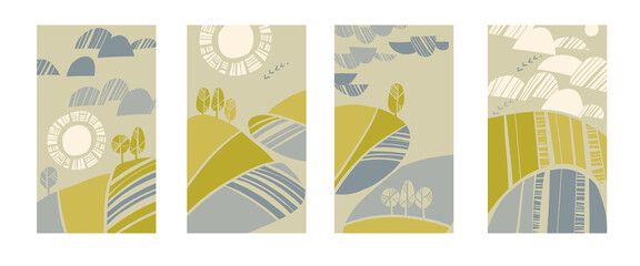 Modern abstract fall nature vertical scenery set