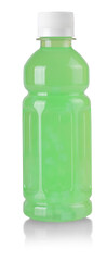  bottle of Fresh kiwi juice with seeds on the white background