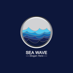 Sea Wave Logo Template Design Vector, Emblem, Design Concept, Creative Symbol, Icon