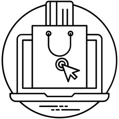 

A shopping bag having credit card on laptop representing concept of e-commerce 
