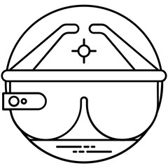 
An icon with goggles and zooming view characterizing virtual reality 
