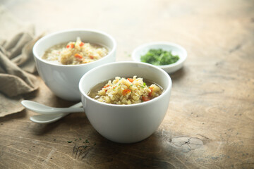 Healthy homemade lentil soup with vegetables