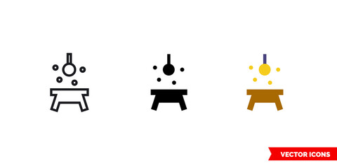 Lining table light icon of 3 types color, black and white, outline. Isolated vector sign symbol.
