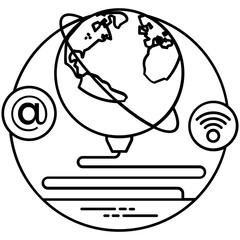 
A globe is connected to multiple social hubs depicting internet of things 

