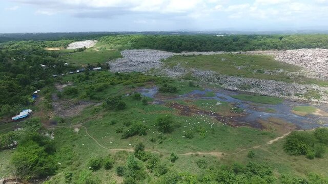 Ecological disaster at Duquesa Landfill in Santo Domingo. Aerial view