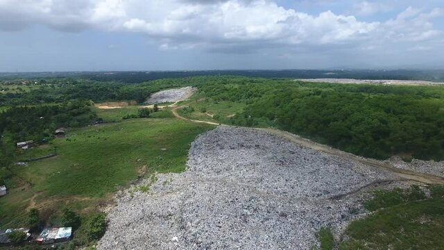 Top view of huge Duquesa landfill in Santo Domingo. Dominican Republic