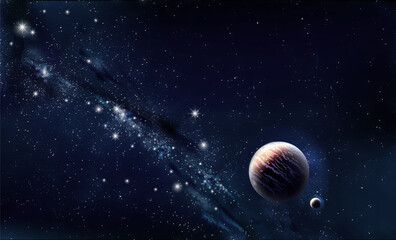 Background starry sky milky way planet and stars © denisik11
