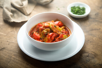 Homemade bell pepper ragout or stew