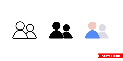 Group skin icon of 3 types color, black and white, outline. Isolated vector sign symbol.