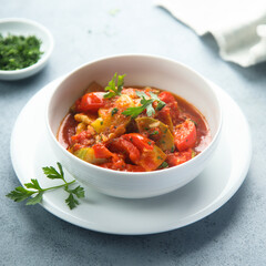 Homemade bell pepper ragout or stew