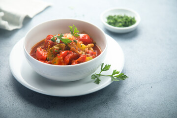 Homemade bell pepper ragout or stew