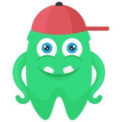 
Green colored short bodied monster with horns and outcoming teeth, oni green  monster
