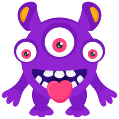 

A creepy fat creature with big eyes and ears having its teeth out, depicting heavy face monster 
