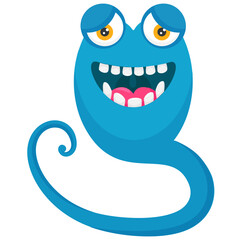 
A blue colored bulging eyes character having devilish face depicting blue devil monster 

