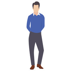 
Man in jersey and pants with hands in pocket showcasing handsome man icon
