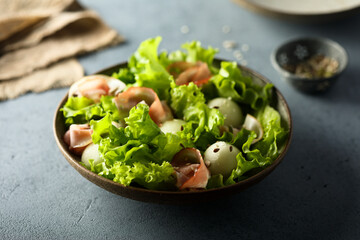Freshly made smoked ham melon salad